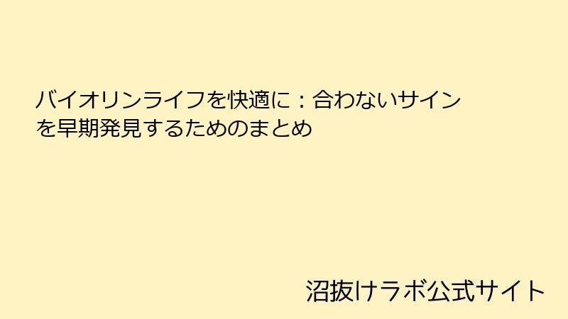 バイオリンライフを快適に：合わないサインを早期発見するためのまとめ