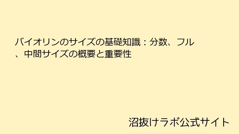バイオリンのサイズの基礎知識：分数、フル、中間サイズの概要と重要性