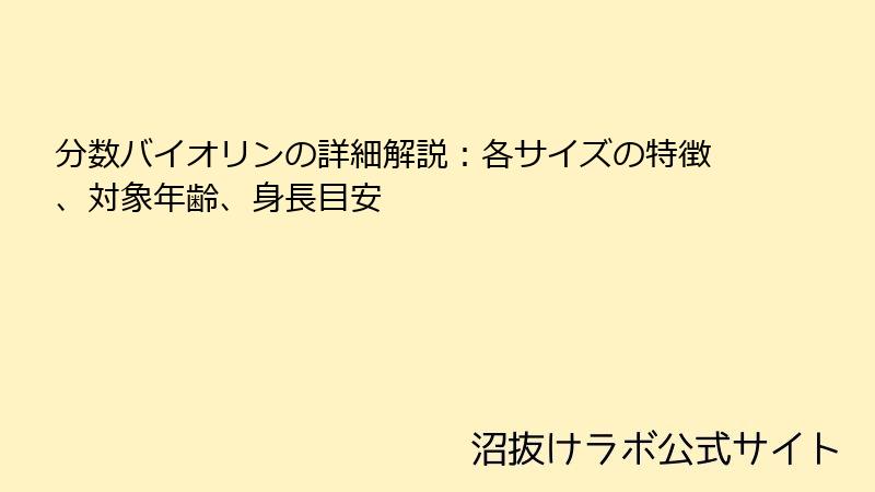 分数バイオリンの詳細解説：各サイズの特徴、対象年齢、身長目安