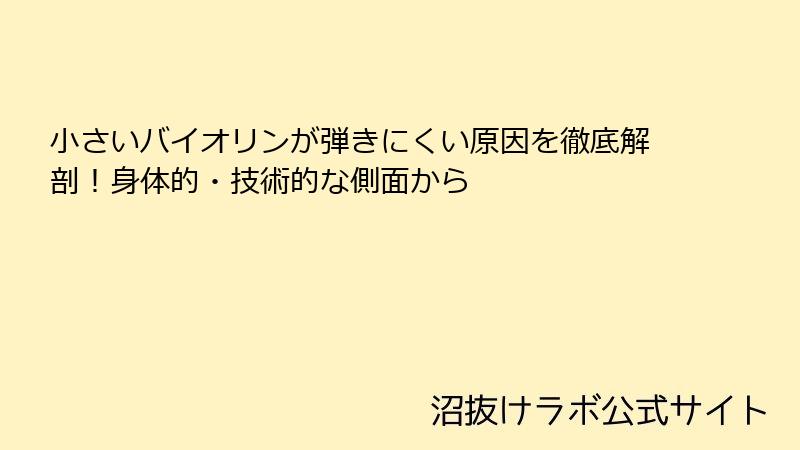 小さいバイオリンが弾きにくい原因を徹底解剖！身体的・技術的な側面から