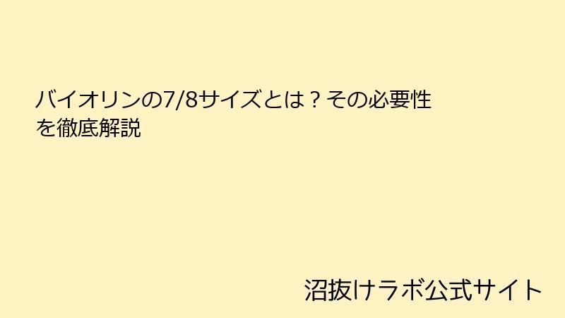 バイオリンの7/8サイズとは？その必要性を徹底解説