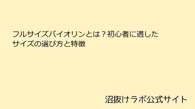 フルサイズバイオリンとは？初心者に適したサイズの選び方と特徴