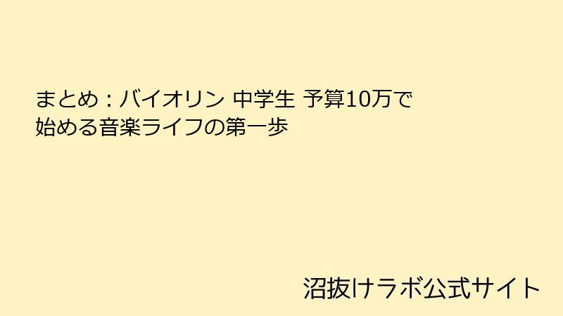 まとめ：バイオリン 中学生 予算10万で始める音楽ライフの第一歩
