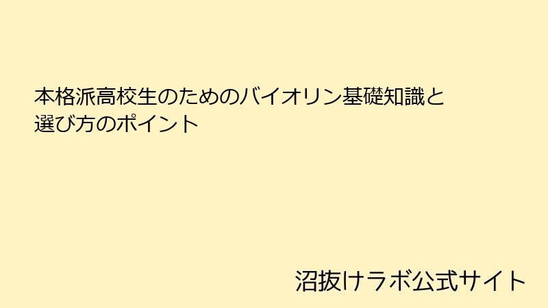 本格派高校生のためのバイオリン基礎知識と選び方のポイント