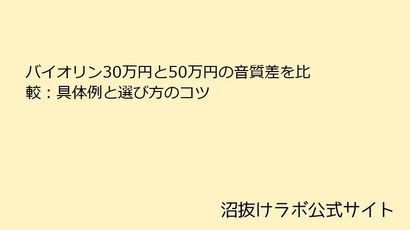 バイオリン30万円と50万円の音質差を比較：具体例と選び方のコツ