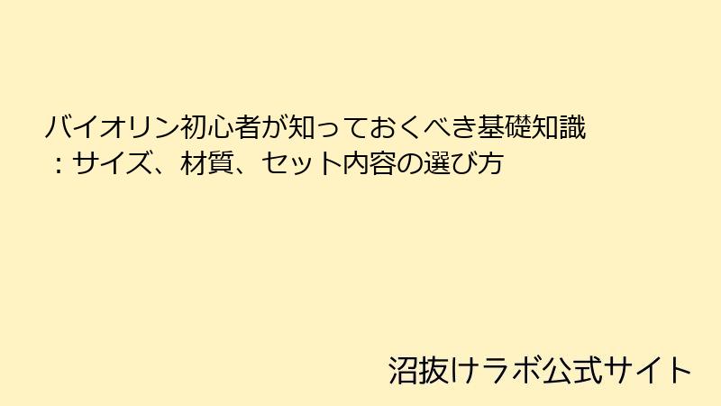 バイオリン初心者が知っておくべき基礎知識：サイズ、材質、セット内容の選び方