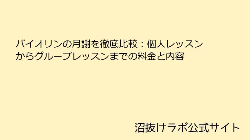 バイオリンの月謝を徹底比較：個人レッスンからグループレッスンまでの料金と内容
