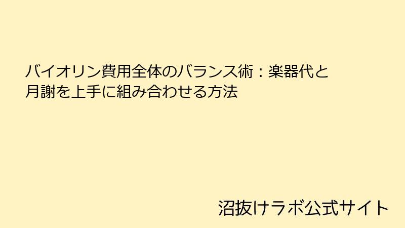バイオリン費用全体のバランス術：楽器代と月謝を上手に組み合わせる方法