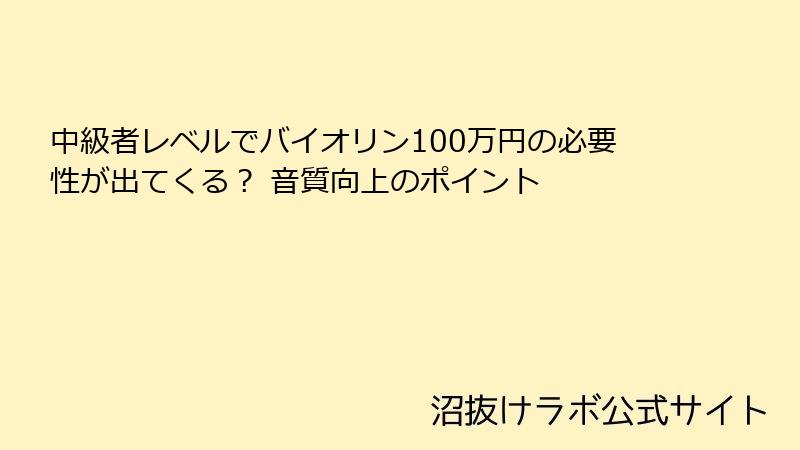 中級者レベルでバイオリン100万円の必要性が出てくる？ 音質向上のポイント