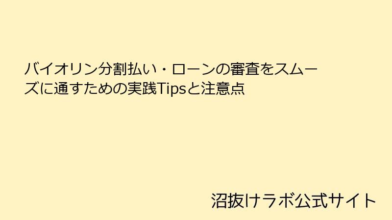 バイオリン分割払い・ローンの審査をスムーズに通すための実践Tipsと注意点