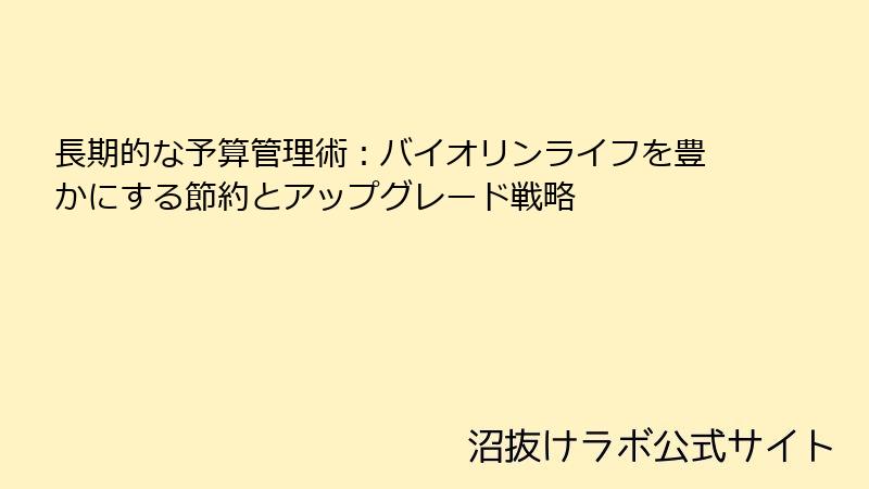 長期的な予算管理術：バイオリンライフを豊かにする節約とアップグレード戦略