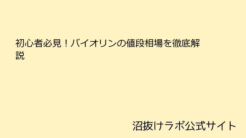 初心者必見！バイオリンの値段相場を徹底解説