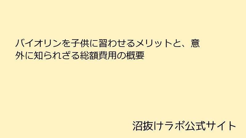 バイオリンを子供に習わせるメリットと、意外に知られざる総額費用の概要