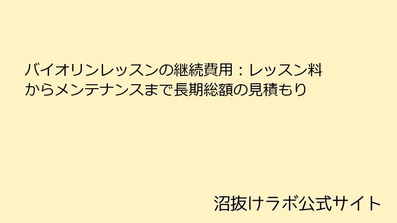 バイオリンレッスンの継続費用：レッスン料からメンテナンスまで長期総額の見積もり