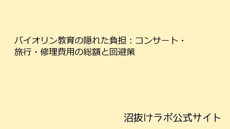 バイオリン教育の隠れた負担：コンサート・旅行・修理費用の総額と回避策