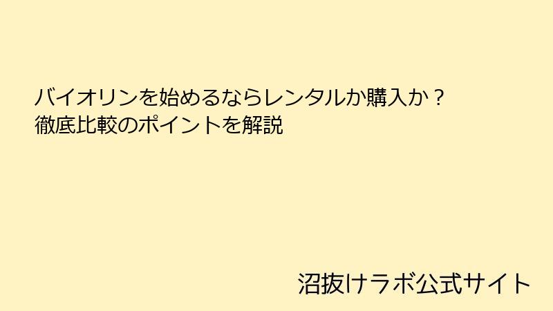 バイオリンを始めるならレンタルか購入か？徹底比較のポイントを解説