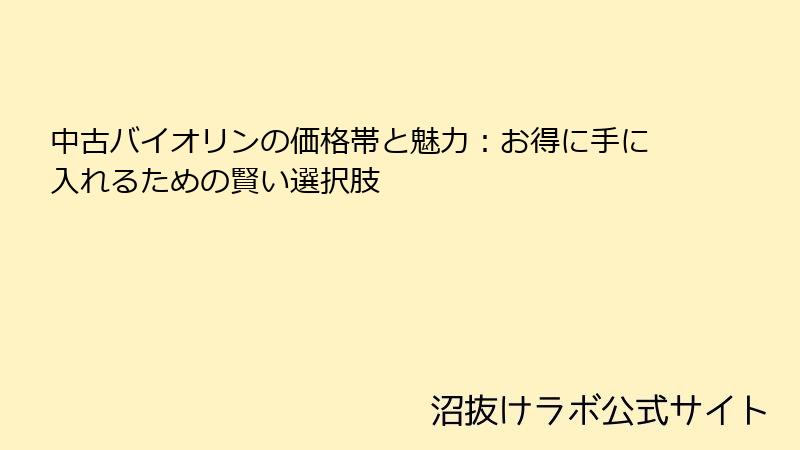 中古バイオリンの価格帯と魅力：お得に手に入れるための賢い選択肢
