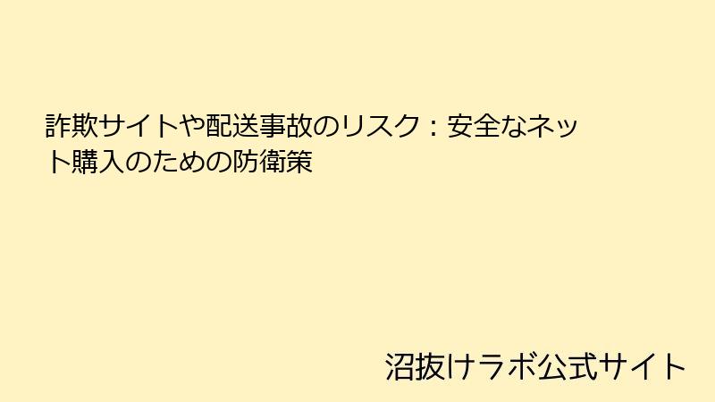 詐欺サイトや配送事故のリスク：安全なネット購入のための防衛策