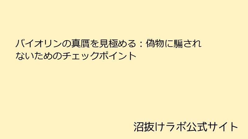 バイオリンの真贋を見極める：偽物に騙されないためのチェックポイント