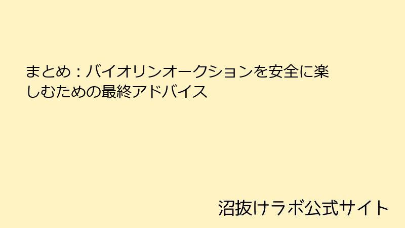 まとめ：バイオリンオークションを安全に楽しむための最終アドバイス