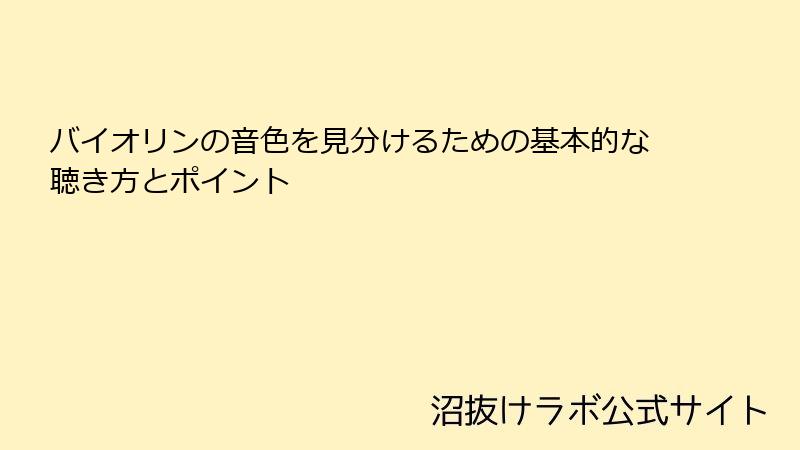 バイオリンの音色を見分けるための基本的な聴き方とポイント