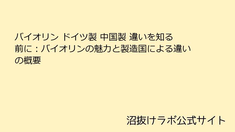 バイオリン ドイツ製 中国製 違いを知る前に：バイオリンの魅力と製造国による違いの概要