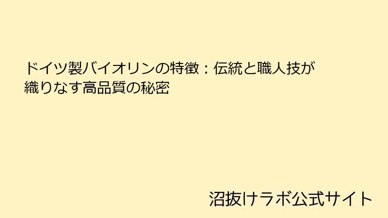 ドイツ製バイオリンの特徴：伝統と職人技が織りなす高品質の秘密