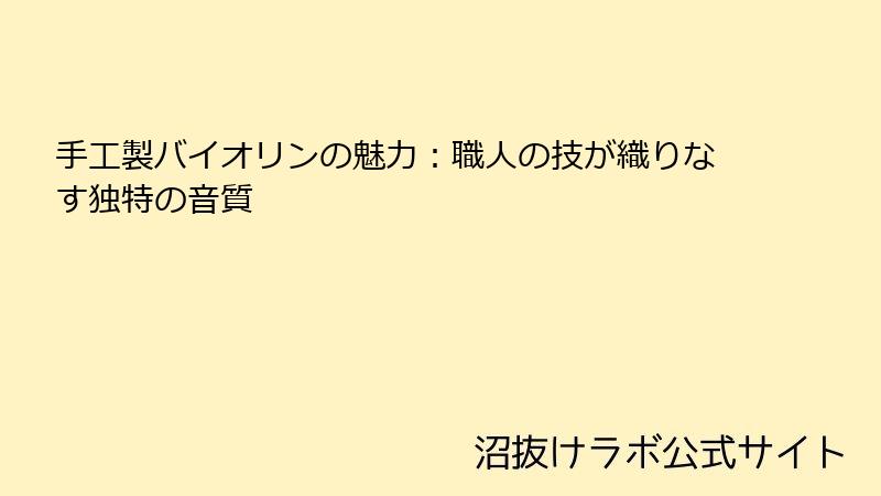手工製バイオリンの魅力：職人の技が織りなす独特の音質