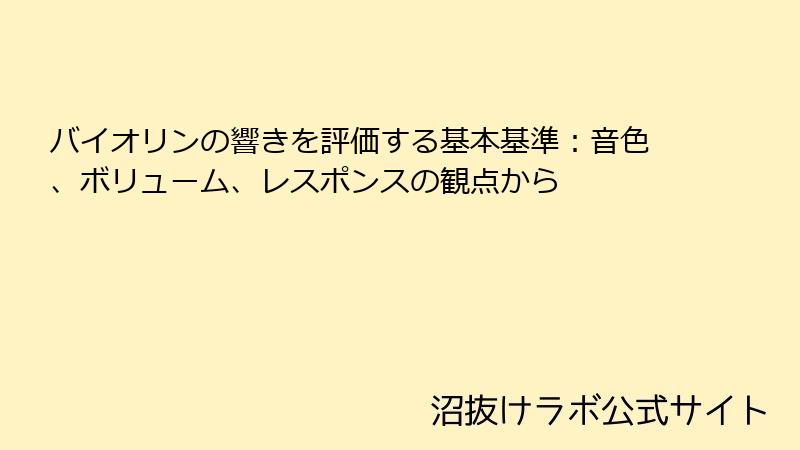 バイオリンの響きを評価する基本基準：音色、ボリューム、レスポンスの観点から