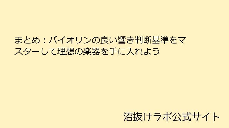 まとめ：バイオリンの良い響き判断基準をマスターして理想の楽器を手に入れよう