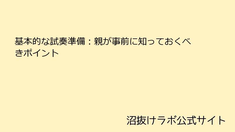 基本的な試奏準備：親が事前に知っておくべきポイント