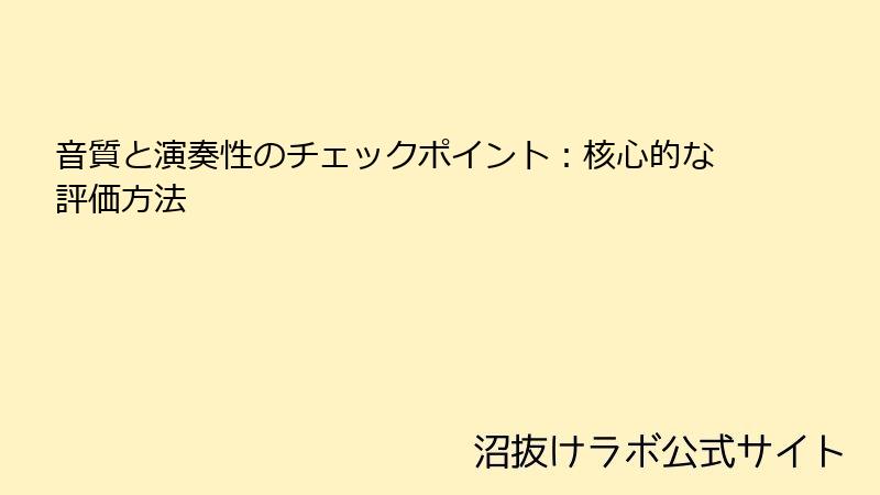 音質と演奏性のチェックポイント：核心的な評価方法