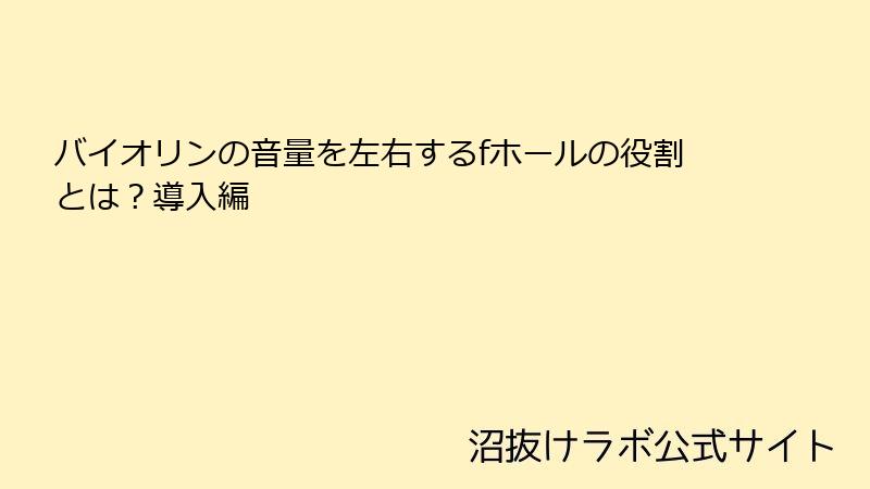 バイオリンの音量を左右するfホールの役割とは？導入編