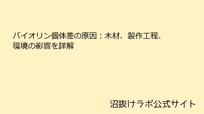 バイオリン個体差の原因：木材、製作工程、環境の影響を詳解