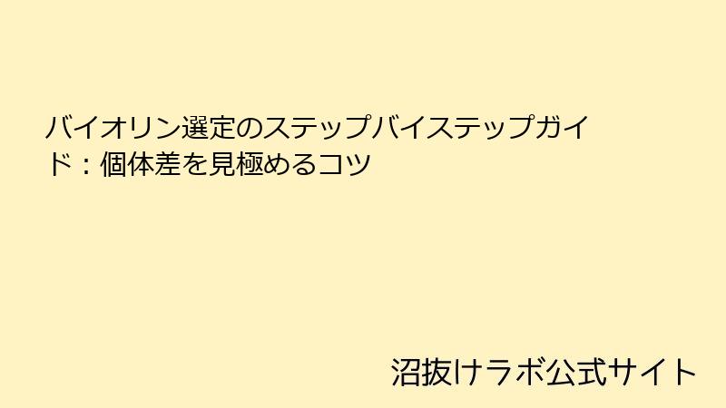 バイオリン選定のステップバイステップガイド：個体差を見極めるコツ