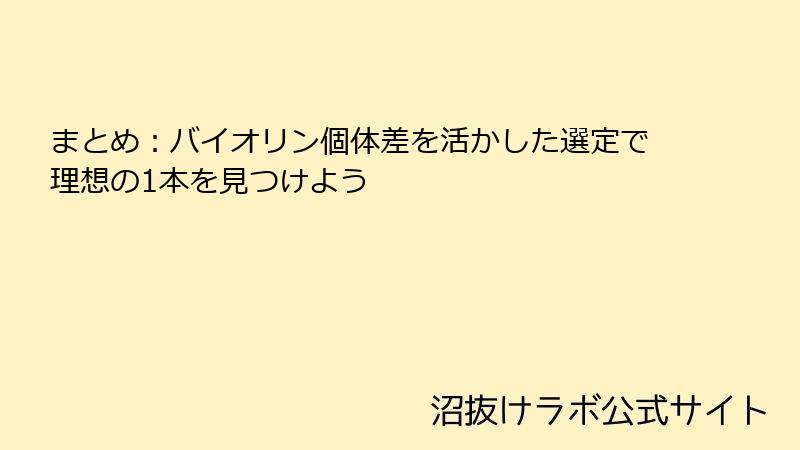 まとめ：バイオリン個体差を活かした選定で理想の1本を見つけよう