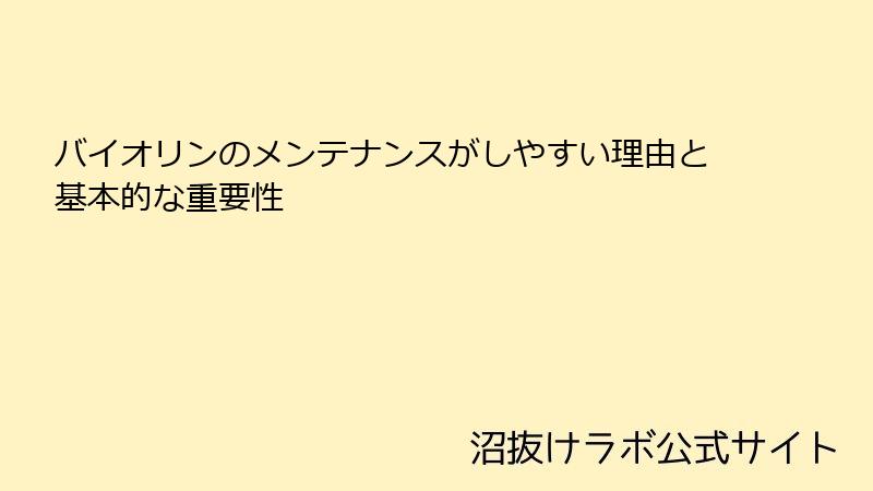 バイオリンのメンテナンスがしやすい理由と基本的な重要性