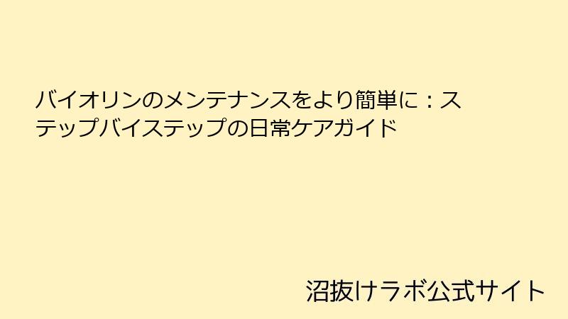 バイオリンのメンテナンスをより簡単に：ステップバイステップの日常ケアガイド