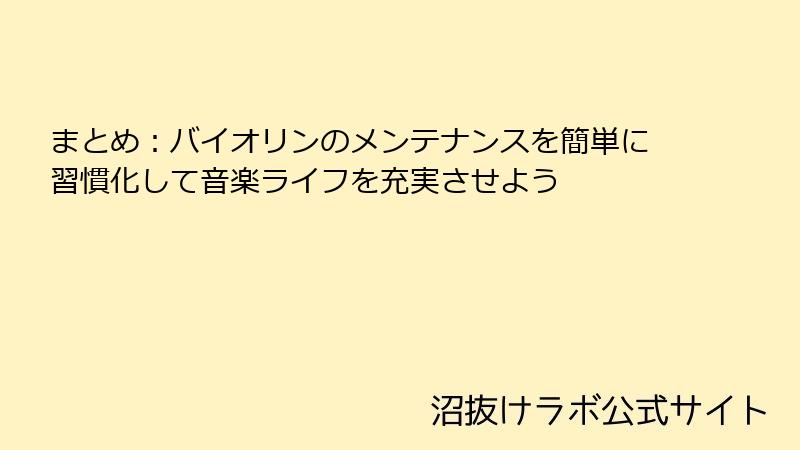 まとめ：バイオリンのメンテナンスを簡単に習慣化して音楽ライフを充実させよう