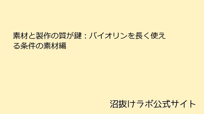 素材と製作の質が鍵：バイオリンを長く使える条件の素材編