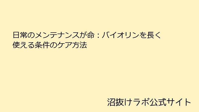 日常のメンテナンスが命：バイオリンを長く使える条件のケア方法