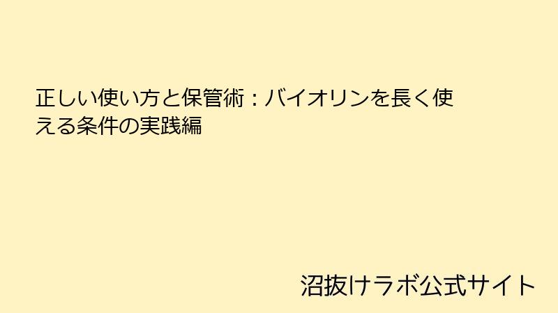 正しい使い方と保管術：バイオリンを長く使える条件の実践編