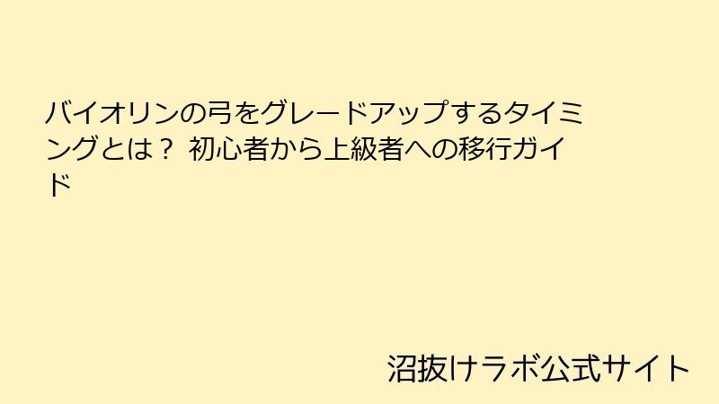 バイオリンの弓をグレードアップするタイミングとは？ 初心者から上級者への移行ガイド
