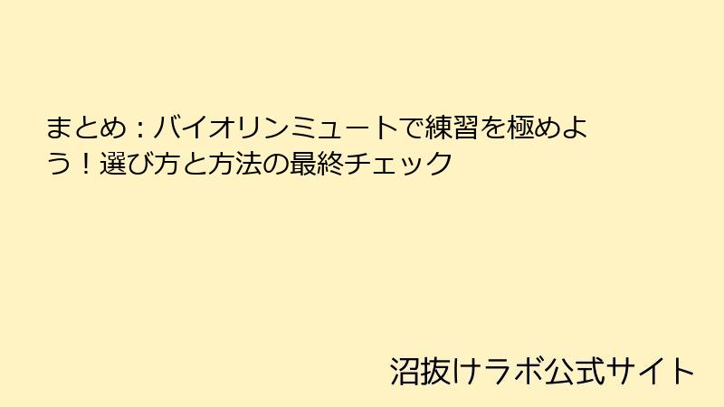 まとめ：バイオリンミュートで練習を極めよう！選び方と方法の最終チェック