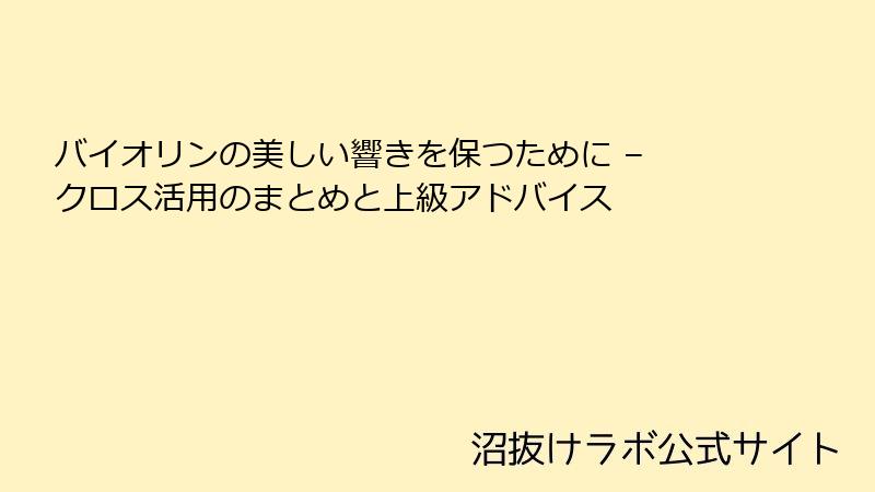 バイオリンの美しい響きを保つために – クロス活用のまとめと上級アドバイス