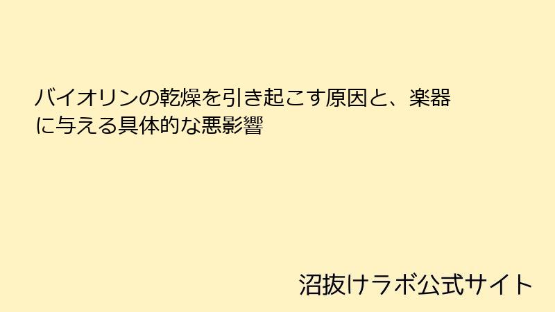 バイオリンの乾燥を引き起こす原因と、楽器に与える具体的な悪影響