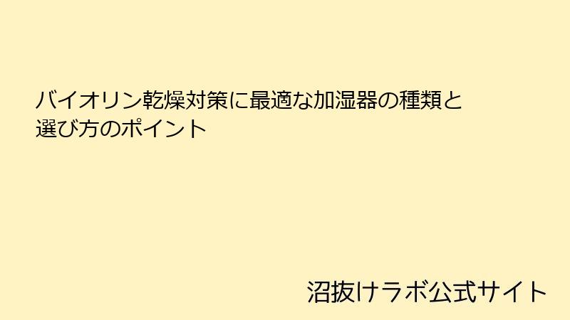 バイオリン乾燥対策に最適な加湿器の種類と選び方のポイント