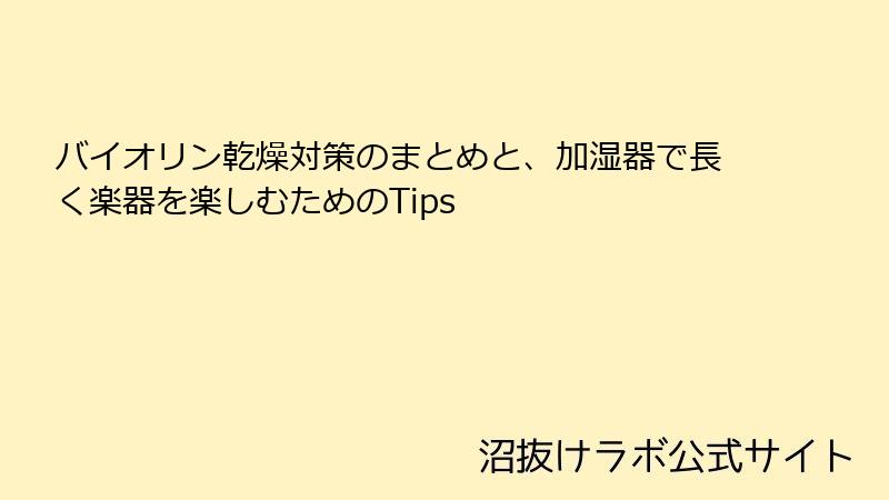 バイオリン乾燥対策のまとめと、加湿器で長く楽器を楽しむためのTips