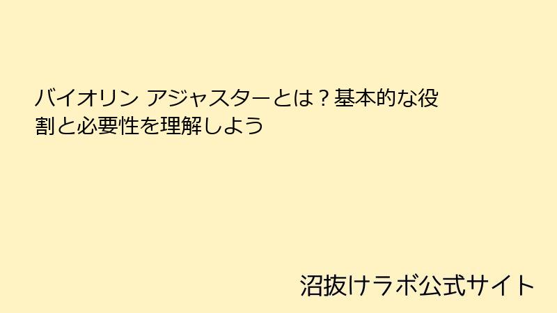 バイオリン アジャスターとは？基本的な役割と必要性を理解しよう