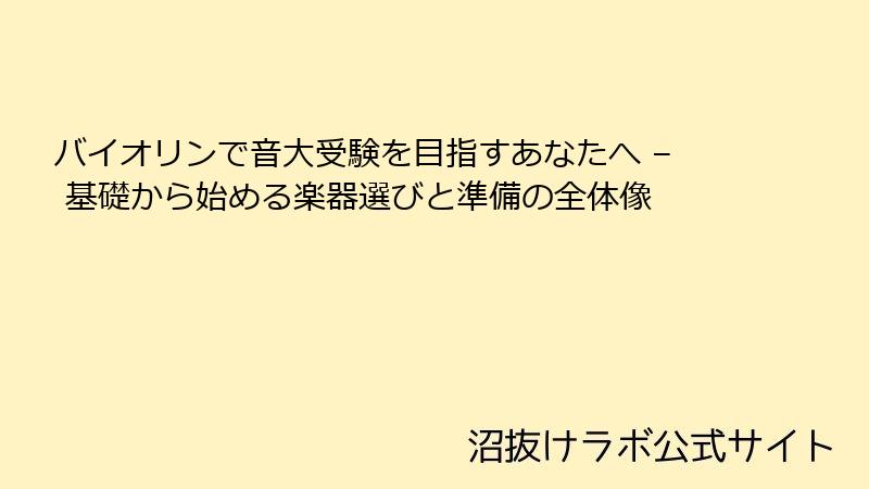 バイオリンで音大受験を目指すあなたへ – 基礎から始める楽器選びと準備の全体像